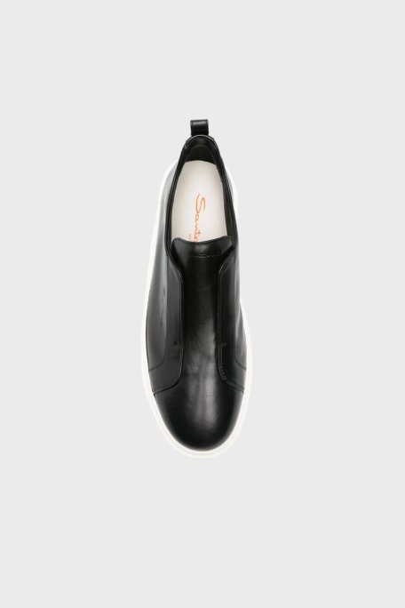 Santoni Logolu Hakiki Deri Kalın Tabanlı Slip-On Sneaker Erkek Ayakkabı MBCD21995BARTMVIN01 SİYAH - 8