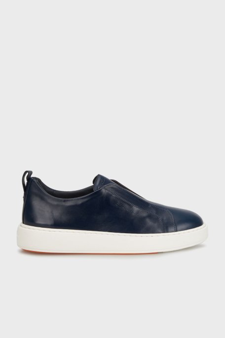 Santoni Logolu Hakiki Deri Kalın Tabanlı Slip-On Sneaker Erkek Ayakkabı MBCD21995BARTMVIU55 LACİVERT - 1