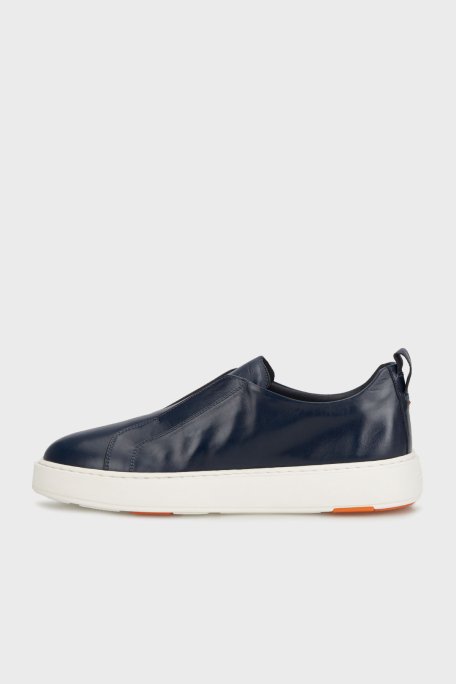 Santoni Logolu Hakiki Deri Kalın Tabanlı Slip-On Sneaker Erkek Ayakkabı MBCD21995BARTMVIU55 LACİVERT - 3