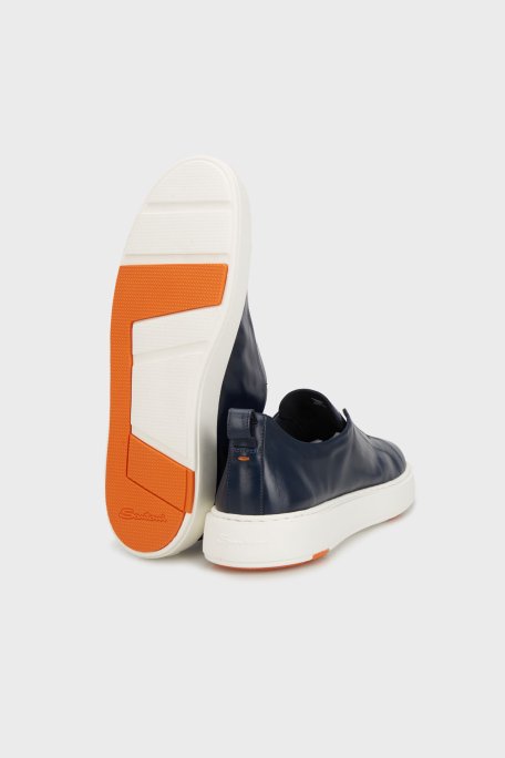 Santoni Logolu Hakiki Deri Kalın Tabanlı Slip-On Sneaker Erkek Ayakkabı MBCD21995BARTMVIU55 LACİVERT - 4