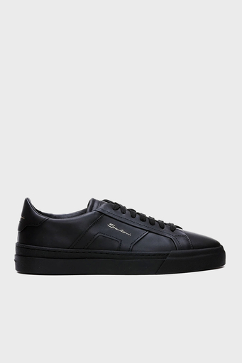 Santoni Logolu Hakiki Deri Sneaker Erkek Ayakkabı MBGT21779NEORXWHN01 SİYAH - 1