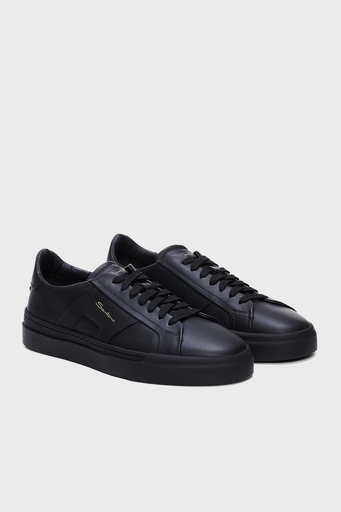 Santoni Logolu Hakiki Deri Sneaker Erkek Ayakkabı MBGT21779NEORXWHN01 SİYAH - 2