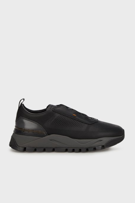 Santoni Logolu Hakiki Deri Sneaker Erkek Ayakkabı MBIH21976SBNNNIGN01 SİYAH - 6