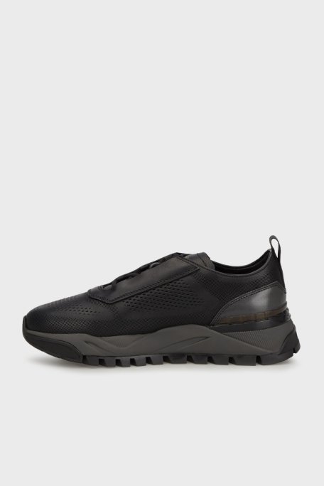 Santoni Logolu Hakiki Deri Sneaker Erkek Ayakkabı MBIH21976SBNNNIGN01 SİYAH - 8