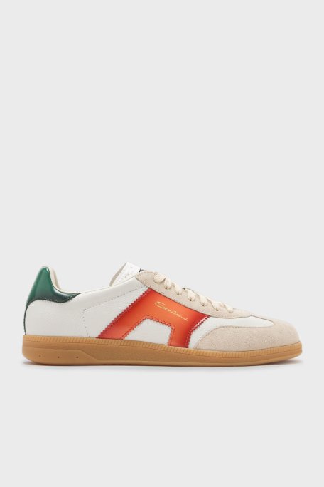 Santoni Logolu Hakiki Deri Süet Detaylı Sneaker Erkek Ayakkabı MBPL21965FARCNOCI70 BEYAZ - 6