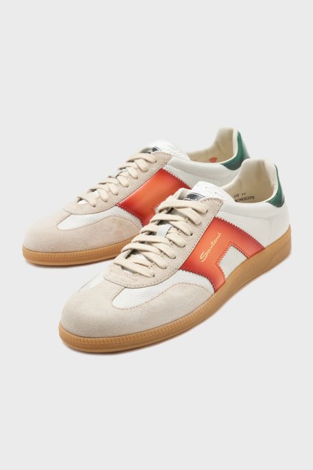 Santoni Logolu Hakiki Deri Süet Detaylı Sneaker Erkek Ayakkabı MBPL21965FARCNOCI70 BEYAZ - 9