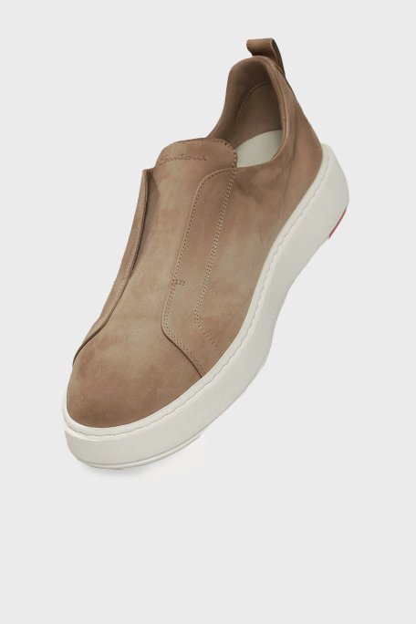 Santoni Logolu Süet Kalın Tabanlı Slip-On Sneaker Erkek Ayakkabı MBCD21995BARTFEHE10 BEJ - 3