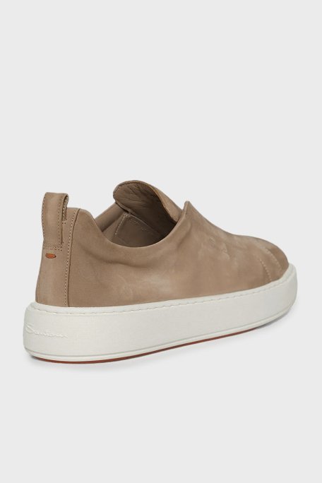 Santoni Logolu Süet Kalın Tabanlı Slip-On Sneaker Erkek Ayakkabı MBCD21995BARTFEHE10 BEJ - 5