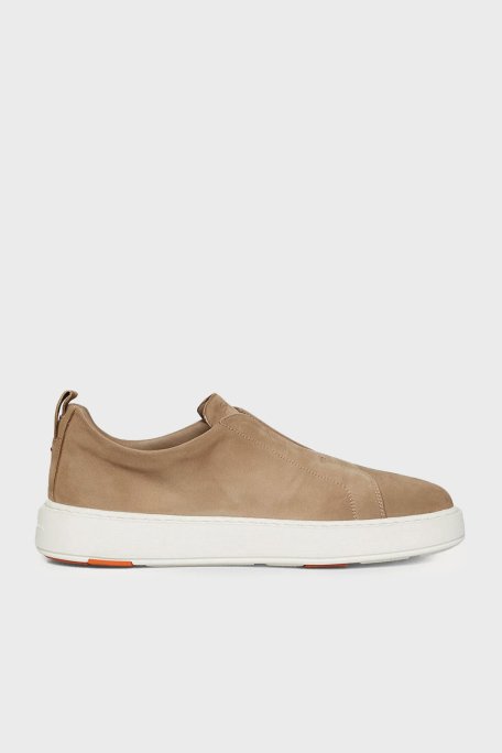 Santoni Logolu Süet Kalın Tabanlı Slip-On Sneaker Erkek Ayakkabı MBCD21995BARTFEHE10 BEJ - 6