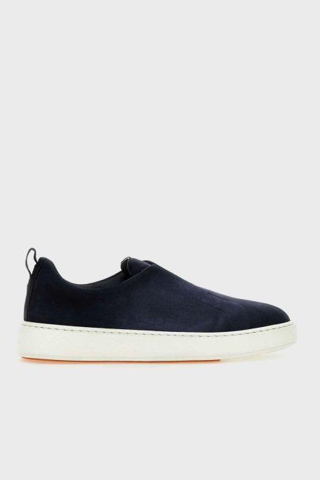 Santoni Logolu Süet Kalın Tabanlı Slip-On Sneaker Erkek Ayakkabı MBCD21995BARTFEHU59 LACİVERT - 7