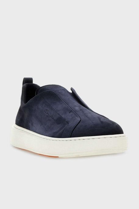 Santoni Logolu Süet Kalın Tabanlı Slip-On Sneaker Erkek Ayakkabı MBCD21995BARTFEHU59 LACİVERT - 8