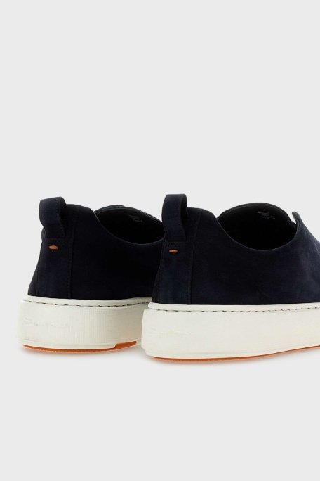 Santoni Logolu Süet Kalın Tabanlı Slip-On Sneaker Erkek Ayakkabı MBCD21995BARTFEHU59 LACİVERT - 11