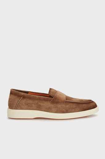 Santoni Süet Loafer Erkek Ayakkabı MGDT19051TICSEAAM21 KAHVE - 1
