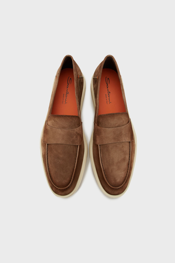 Santoni Süet Loafer Erkek Ayakkabı MGDT19051TICSEAAM21 KAHVE - 4