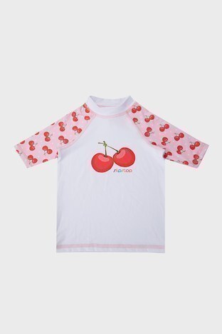 Slipstop - Slipstop Cherry Desenli Uv Korumalı Sıfır Yaka Mayo Kız Çocuk T Shirt ST21110026 PEMBE