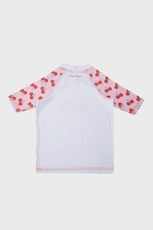 Slipstop - Slipstop Cherry Desenli Uv Korumalı Sıfır Yaka Mayo Kız Çocuk T Shirt ST21110026 PEMBE (1)
