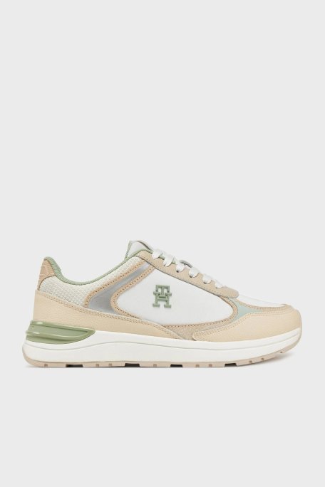 Tommy Hilfiger % 100 Deri Logolu Sneaker Bayan Ayakkabı FW0FW08472 0LB BEYAZ-BEJ - 1