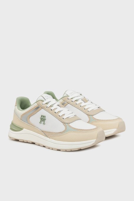 Tommy Hilfiger % 100 Deri Logolu Sneaker Bayan Ayakkabı FW0FW08472 0LB BEYAZ-BEJ - 2