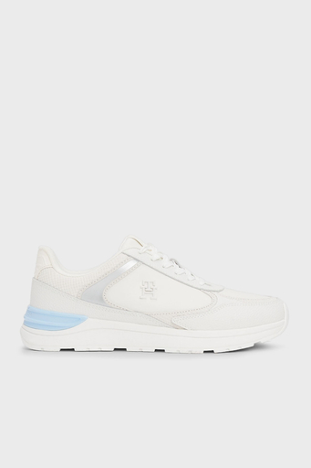 Tommy Hilfiger % 100 Deri Logolu Sneaker Bayan Ayakkabı FW0FW08472 0LH EKRU-MAVİ - 1