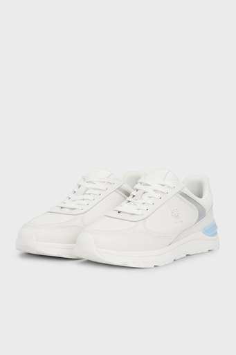 Tommy Hilfiger % 100 Deri Logolu Sneaker Bayan Ayakkabı FW0FW08472 0LH EKRU-MAVİ - 4