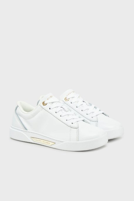 Tommy Hilfiger % 100 Deri Logolu Sneaker Bayan Ayakkabı FW0FW08642 YBS BEYAZ - 2