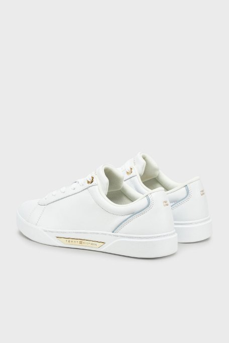 Tommy Hilfiger % 100 Deri Logolu Sneaker Bayan Ayakkabı FW0FW08642 YBS BEYAZ - 4