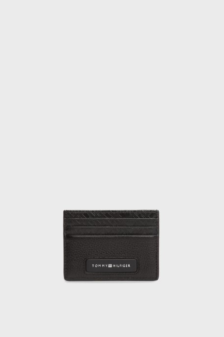 Tommy Hilfiger % 100 Deri Monogram Logo Baskılı Erkek Kartlık AM0AM13250 BDS SİYAH - 1