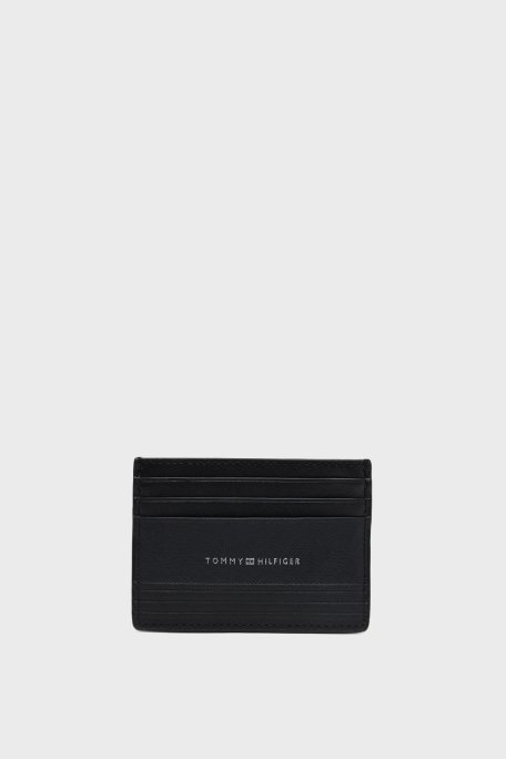 Tommy Hilfiger % 100 Deri Monogram Logo Baskılı Erkek Kartlık AM0AM13257 BDS SİYAH - 1
