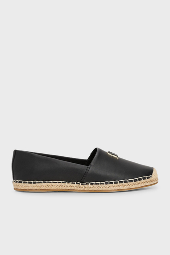 Tommy Hilfiger % 100 Deri Yuvarlak Burun Bayan Espadril FW0FW08540 BDS SİYAH - 1
