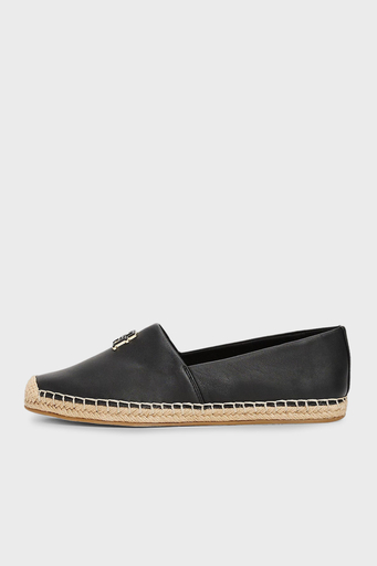 Tommy Hilfiger % 100 Deri Yuvarlak Burun Bayan Espadril FW0FW08540 BDS SİYAH - 3