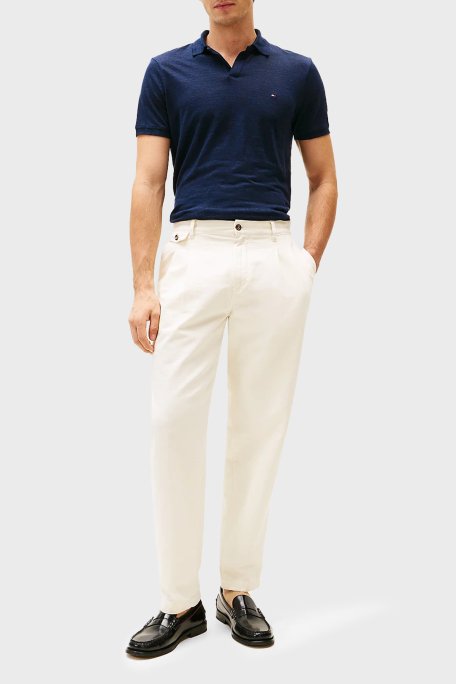 Tommy Hilfiger % 100 Keten Regular Fit Erkek Polo Yaka T Shirt MW0MW38476 DW5 LACİVERT - 2