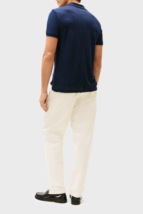 Tommy Hilfiger % 100 Keten Regular Fit Erkek Polo Yaka T Shirt MW0MW38476 DW5 LACİVERT - 3