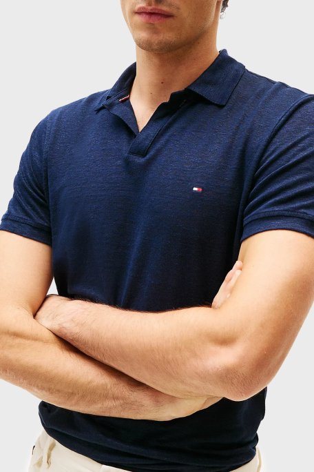 Tommy Hilfiger % 100 Keten Regular Fit Erkek Polo Yaka T Shirt MW0MW38476 DW5 LACİVERT - 4