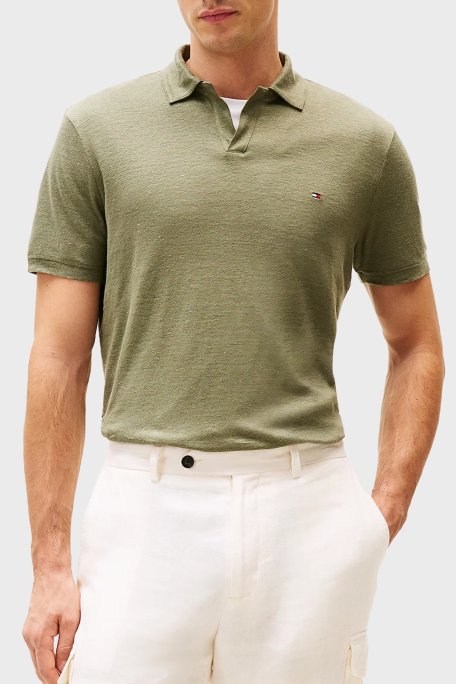 Tommy Hilfiger % 100 Keten Regular Fit Erkek Polo Yaka T Shirt MW0MW38476 PLI YEŞİL - 1