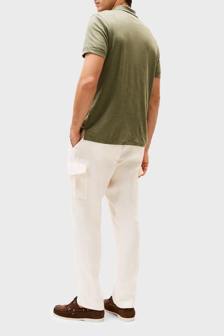 Tommy Hilfiger % 100 Keten Regular Fit Erkek Polo Yaka T Shirt MW0MW38476 PLI YEŞİL - 3
