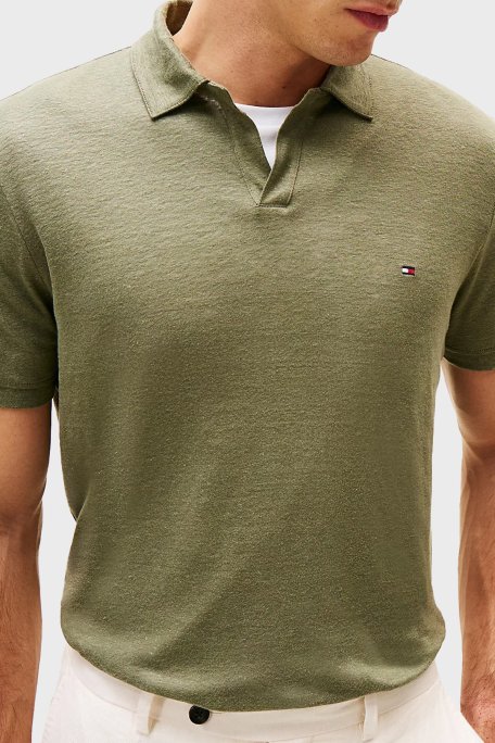 Tommy Hilfiger % 100 Keten Regular Fit Erkek Polo Yaka T Shirt MW0MW38476 PLI YEŞİL - 4