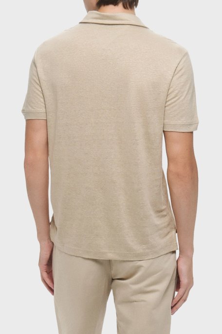 Tommy Hilfiger % 100 Keten Regular Fit Erkek Polo Yaka T Shirt MW0MW38476 RBT KUM - 3