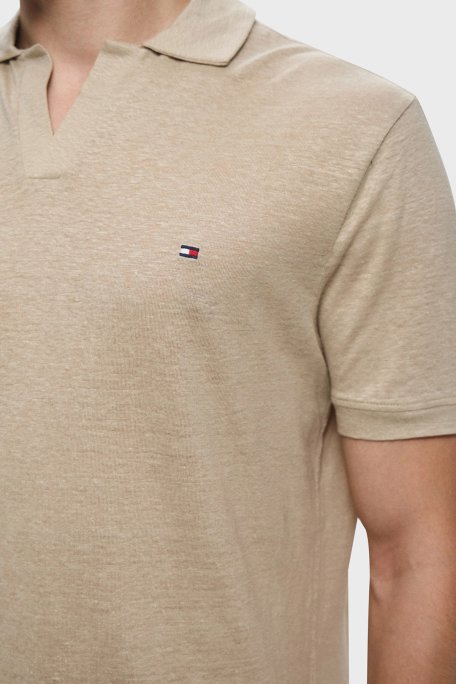 Tommy Hilfiger % 100 Keten Regular Fit Erkek Polo Yaka T Shirt MW0MW38476 RBT KUM - 4
