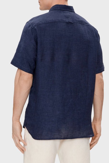 Tommy Hilfiger % 100 Keten Regular Fit Kısa Kollu Erkek Gömlek MW0MW35207 DCC LACİVERT - 3