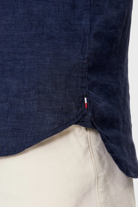 Tommy Hilfiger % 100 Keten Regular Fit Kısa Kollu Erkek Gömlek MW0MW35207 DCC LACİVERT - 5