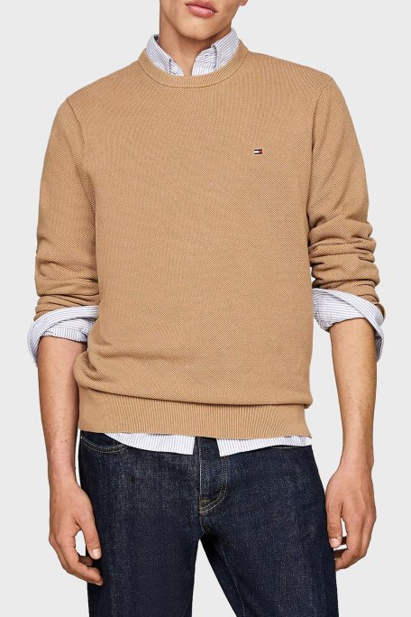 Tommy Hilfiger % 100 Pamuk Regular Fit Bisiklet Yaka Erkek Kazak MW0MW36347 RBC KOYU HAKİ - 1