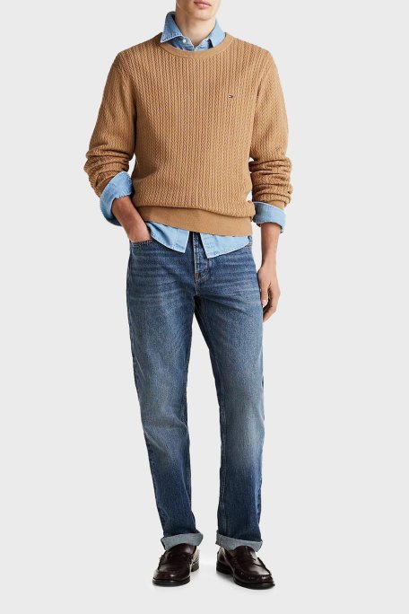 Tommy Hilfiger % 100 Pamuk Regular Fit Bisiklet Yaka Erkek Kazak MW0MW37400 RBC KOYU HAKİ - 2