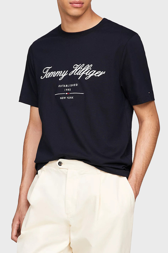 Tommy Hilfiger % 100 Pamuk Regular Fit Bisiklet Yaka Erkek T Shirt MW0MW33691 DW5 LACİVERT - 1