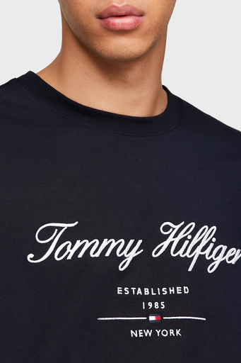 Tommy Hilfiger % 100 Pamuk Regular Fit Bisiklet Yaka Erkek T Shirt MW0MW33691 DW5 LACİVERT - 4