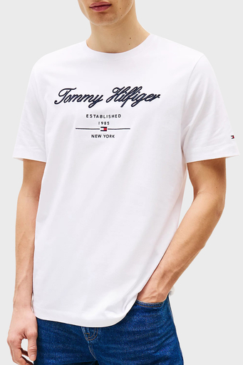 Tommy Hilfiger % 100 Pamuk Regular Fit Bisiklet Yaka Erkek T Shirt MW0MW33691 YBR BEYAZ - 1