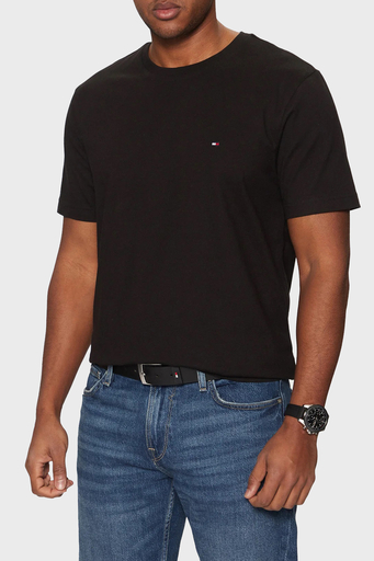 Tommy Hilfiger % 100 Pamuk Regular Fit Bisiklet Yaka Erkek T Shirt MW0MW37267 BDS SİYAH - 1