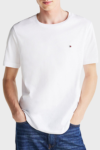 Tommy Hilfiger % 100 Pamuk Regular Fit Bisiklet Yaka Erkek T Shirt MW0MW37267 YBR BEYAZ - 1