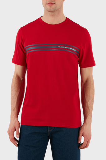 Tommy Hilfiger % 100 Pamuk Regular Fit Bisiklet Yaka Erkek T Shirt MW0MW37443 XLD KIRMIZI - 1
