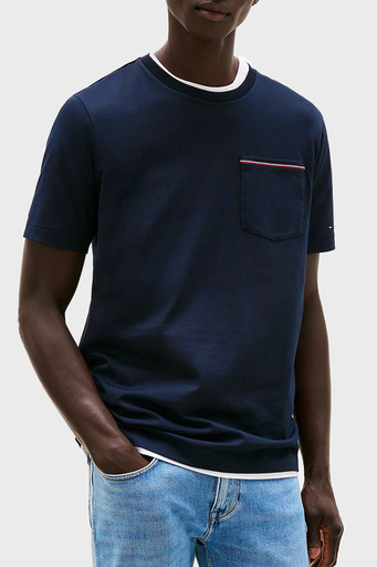Tommy Hilfiger % 100 Pamuk Regular Fit Bisiklet Yaka Erkek T Shirt MW0MW37452 DW5 LACİVERT - 1