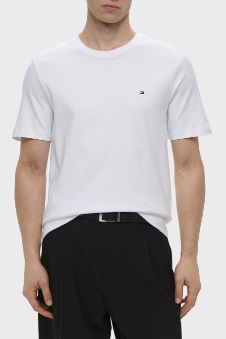Tommy Hilfiger % 100 Pamuk Regular Fit Bisiklet Yaka Erkek T Shirt MW0MW37508 YBR BEYAZ - 1